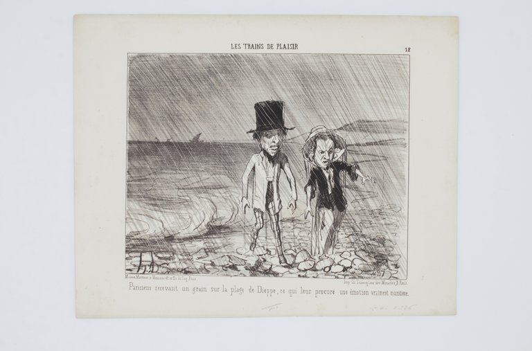 Lithographie originale en noir et blanc - Les trains de …