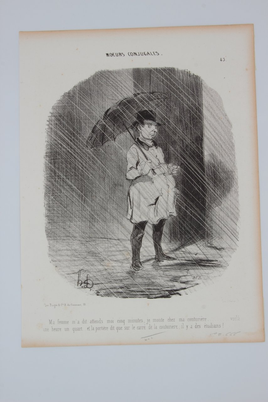 Lithographie originale en noir et blanc - Mœurs Conjugales - …