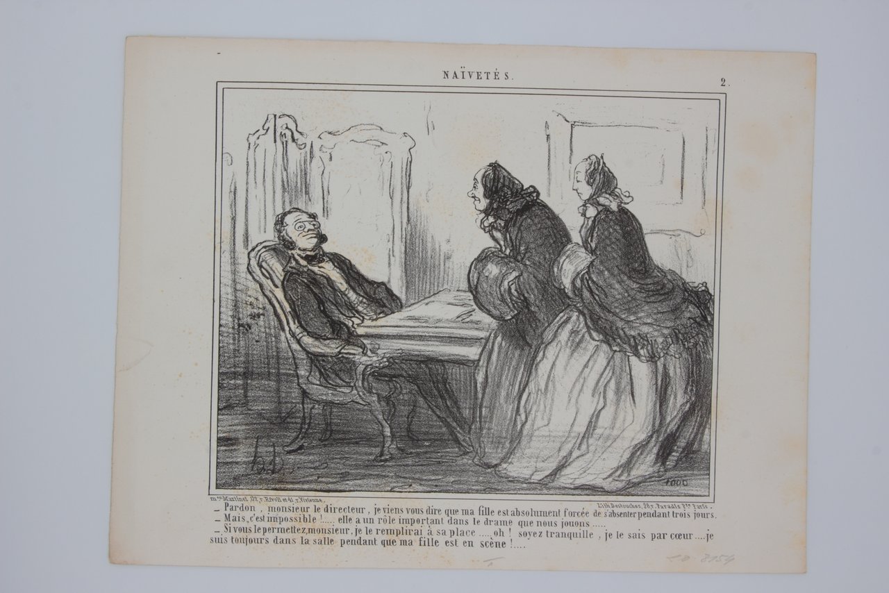 Lithographie originale en noir et blanc - Naïvetés - Pardon, …