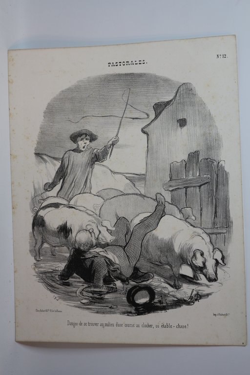 Lithographie originale en noir et blanc - Pastorales - Danger …