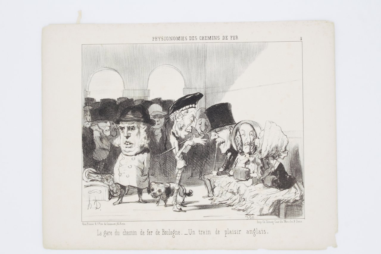 Lithographie originale en noir et blanc - Physionomies des chemins …