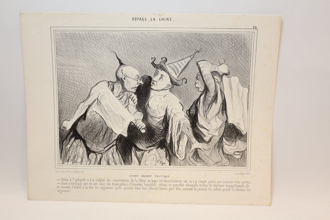 Lithographie originale en noir et blanc - Voyage en Chine …