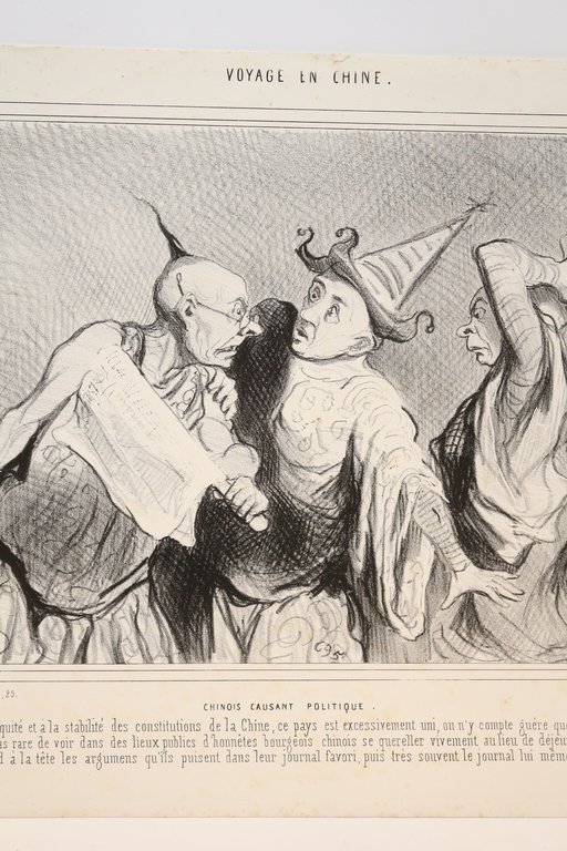 Lithographie originale en noir et blanc - Voyage en Chine …