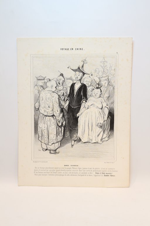 Lithographie originale en noir et blanc - Voyage en Chine …