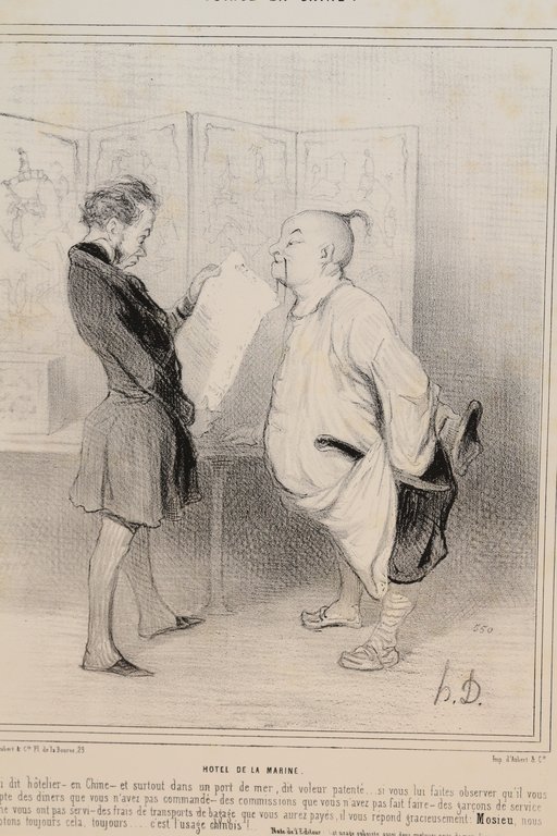 Lithographie originale en noir et blanc - Voyage en Chine …