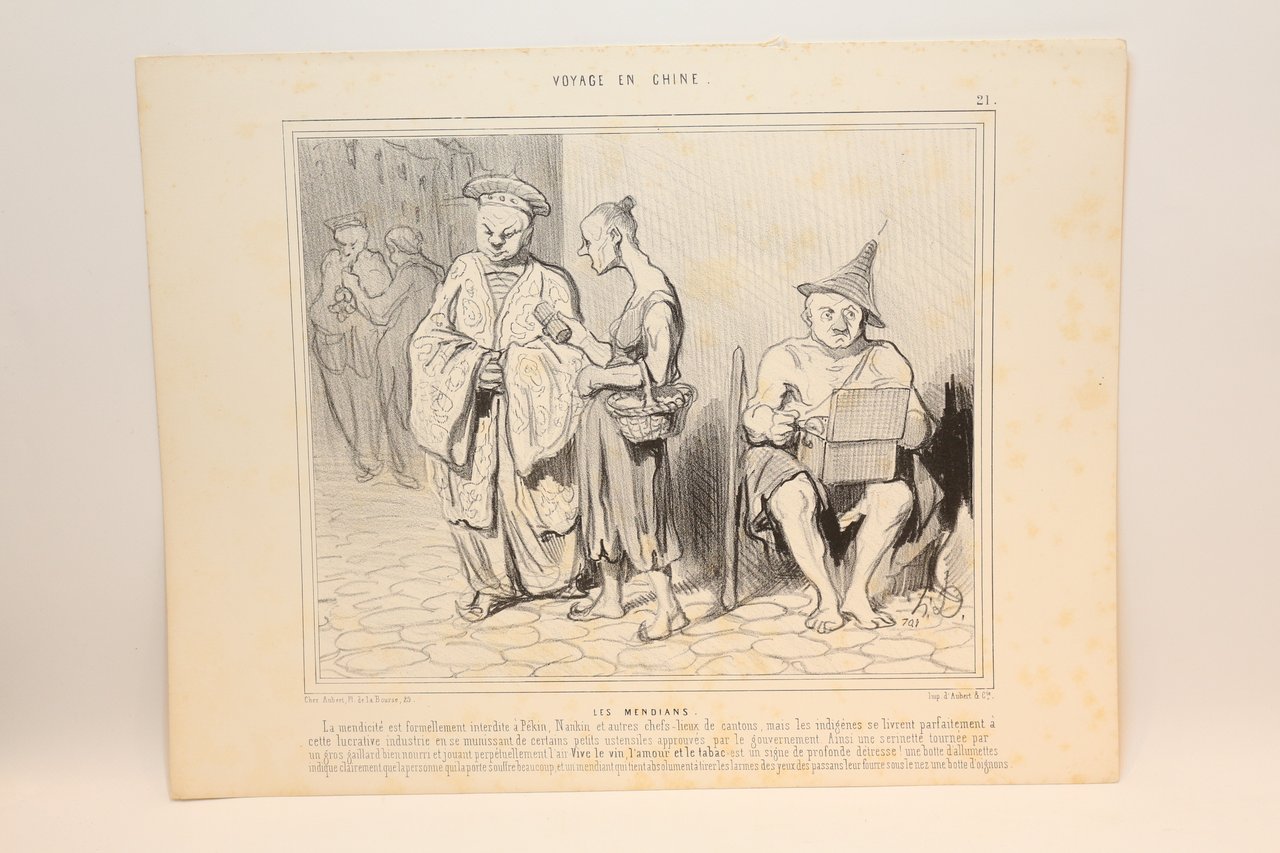 Lithographie originale en noir et blanc - Voyage en Chine …