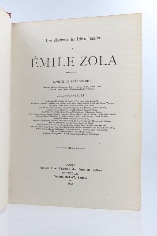 Livre d'hommages des lettres françaises à Emile Zola