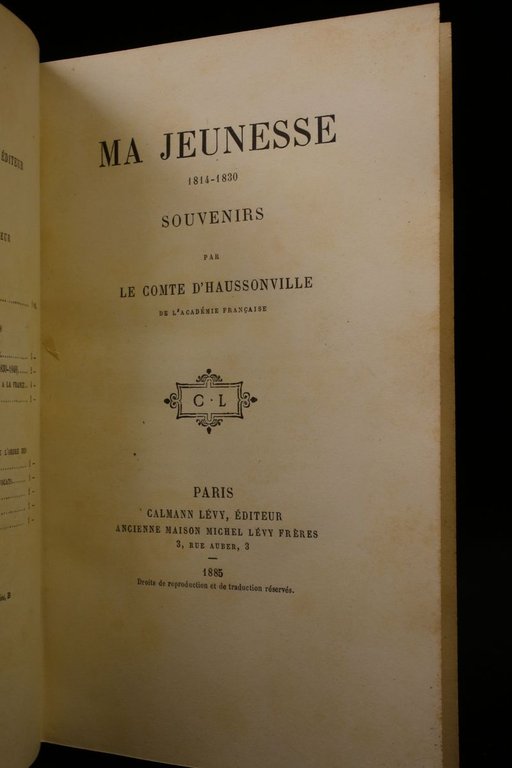 Ma jeunesse 1814-1830