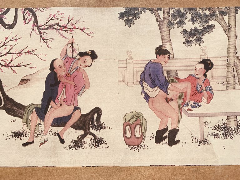 Makemono de 11 scènes chinoises érotiques. Rêve de printemps