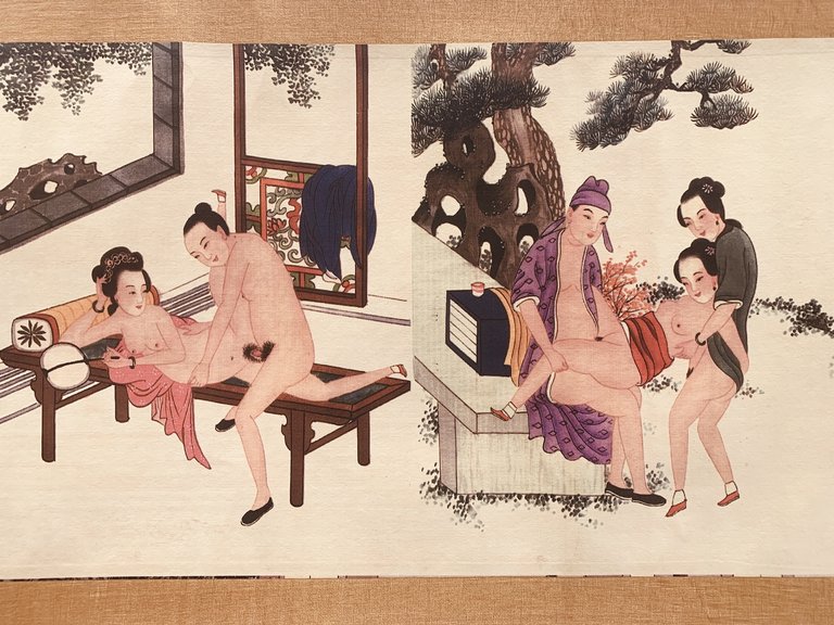Makemono de 11 scènes chinoises érotiques. Rêve de printemps