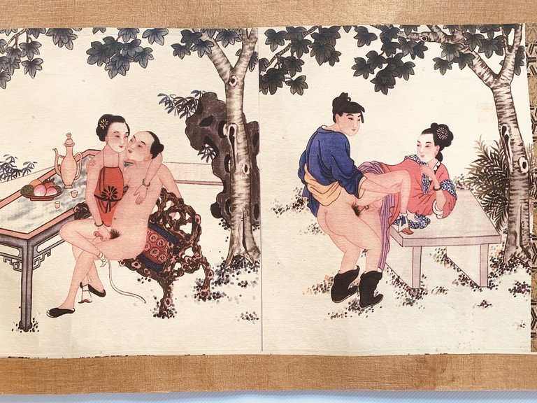 Makemono de 11 scènes chinoises érotiques. Rêve de printemps