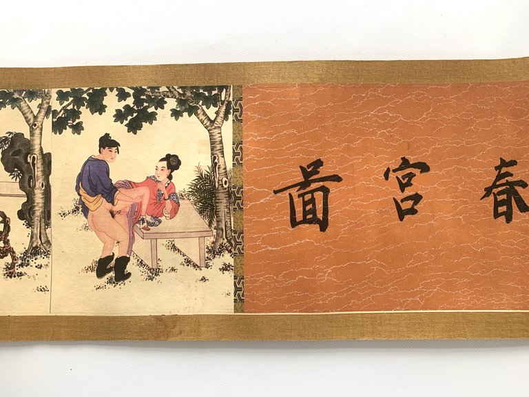 Makemono de 11 scènes chinoises érotiques. Rêve de printemps