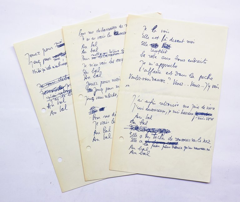Manuscrit autographe complet de la chanson de Boris Vian intitulée …