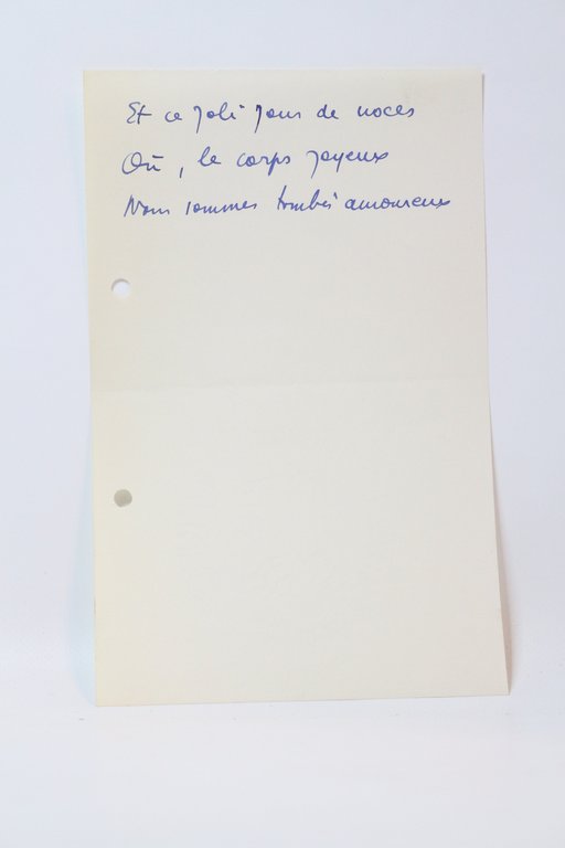 Manuscrit autographe complet de la chanson de Boris Vian intitulée …