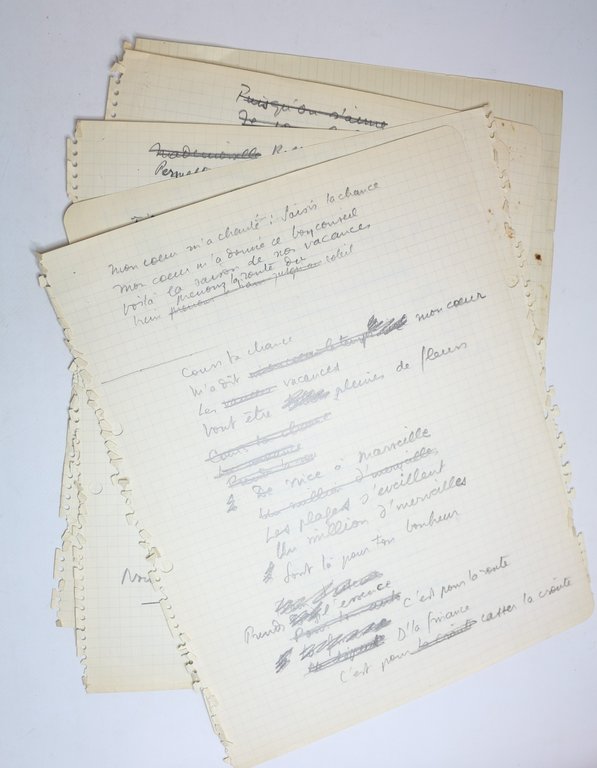 Manuscrit autographe complet de la chanson de Boris Vian intitulée …