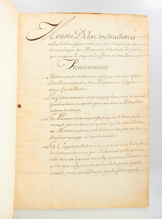 Mémoire de la construction et agréz d'une galère ordinaire, avec …