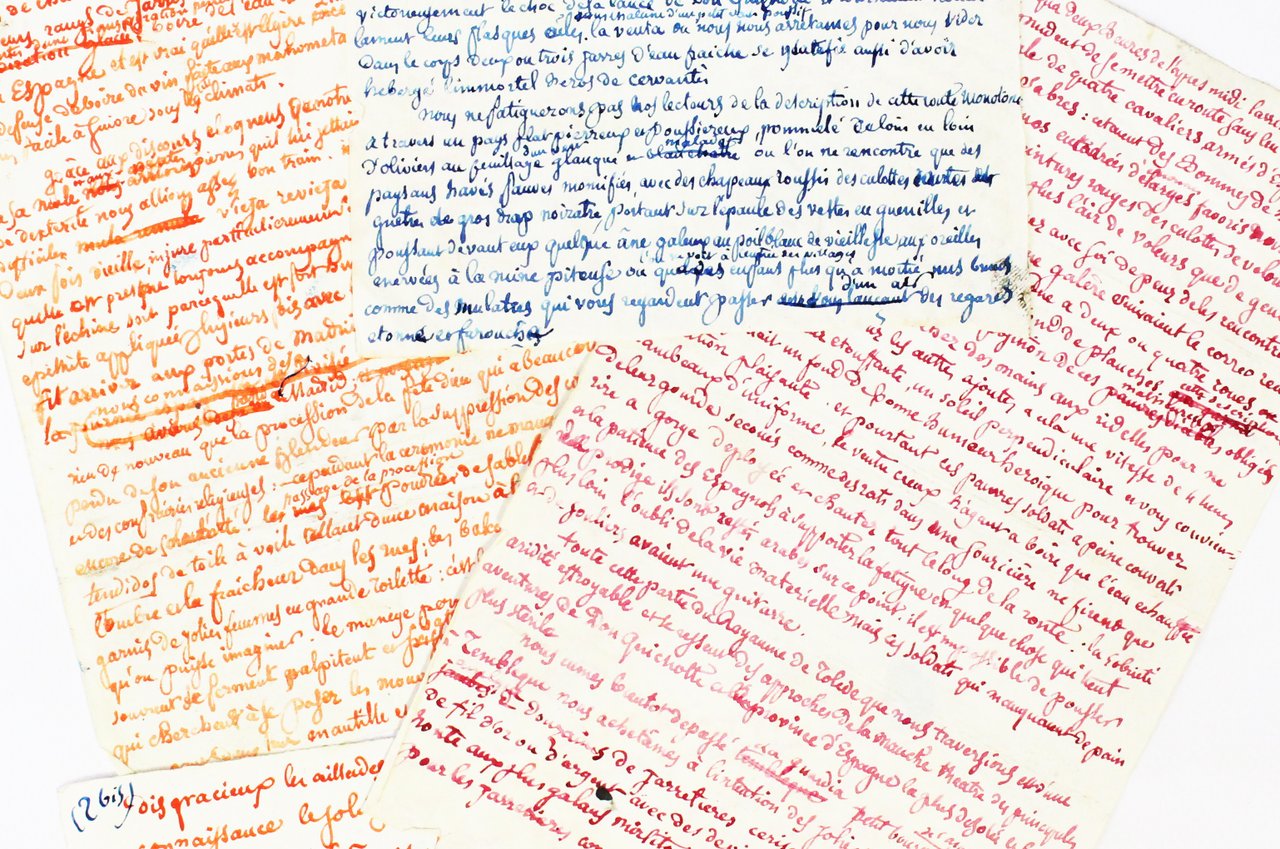 Manuscrit autographe du chapitre XI du Voyage d'Espagne Boire de …