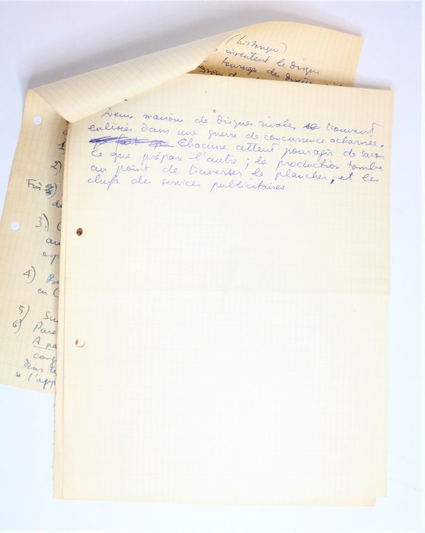 Manuscrit autographe inédit d'un projet de scénario cinématographique de Boris …