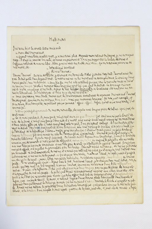 Manuscrit autographe signé « Habitudes »