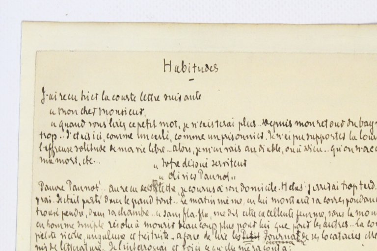 Manuscrit autographe signé « Habitudes »