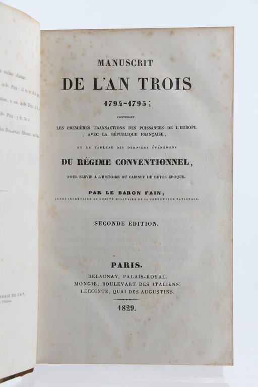 Manuscrit de l'An III (1794-1795) contenant les premières transactions des …