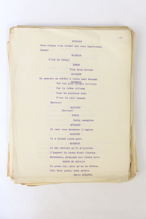 Manuscrits et tapuscrits autographes de Zadig