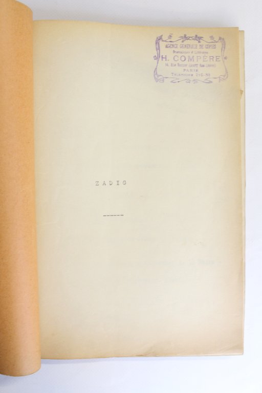Manuscrits et tapuscrits autographes de Zadig