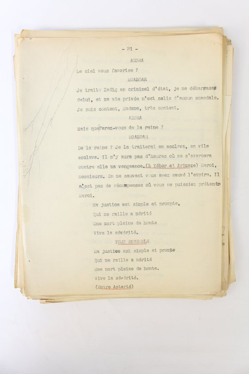 Manuscrits et tapuscrits autographes de Zadig