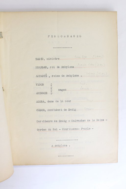 Manuscrits et tapuscrits autographes de Zadig