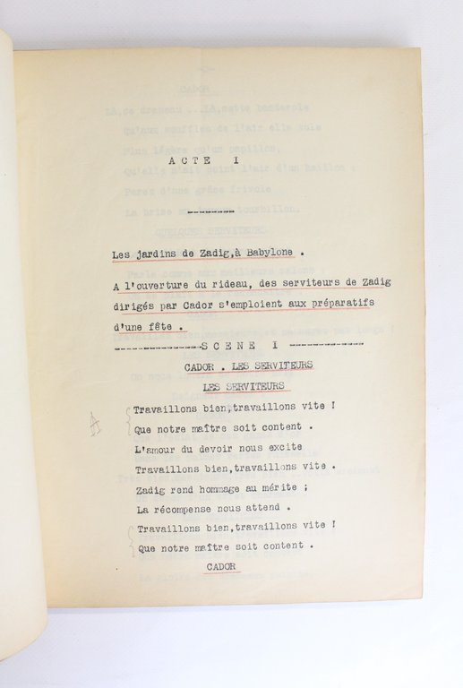 Manuscrits et tapuscrits autographes de Zadig