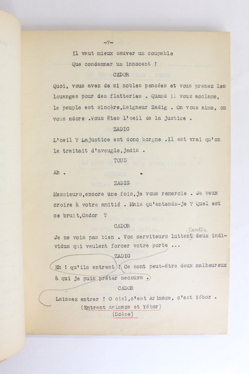 Manuscrits et tapuscrits autographes de Zadig