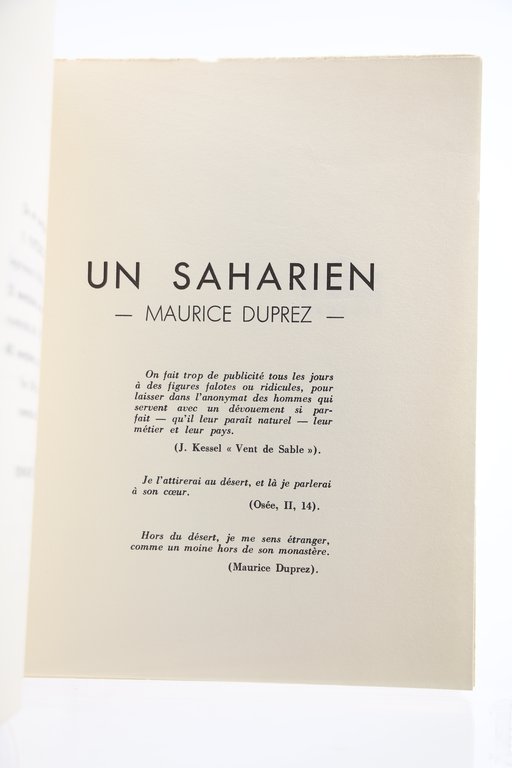 Maurice Duprez. Un Saharien