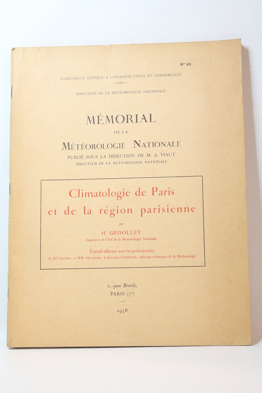 Mémoire de la météorologie nationale : Climatologie de Paris et …