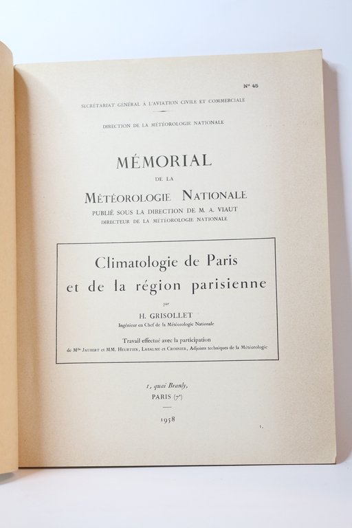 Mémoire de la météorologie nationale : Climatologie de Paris et …