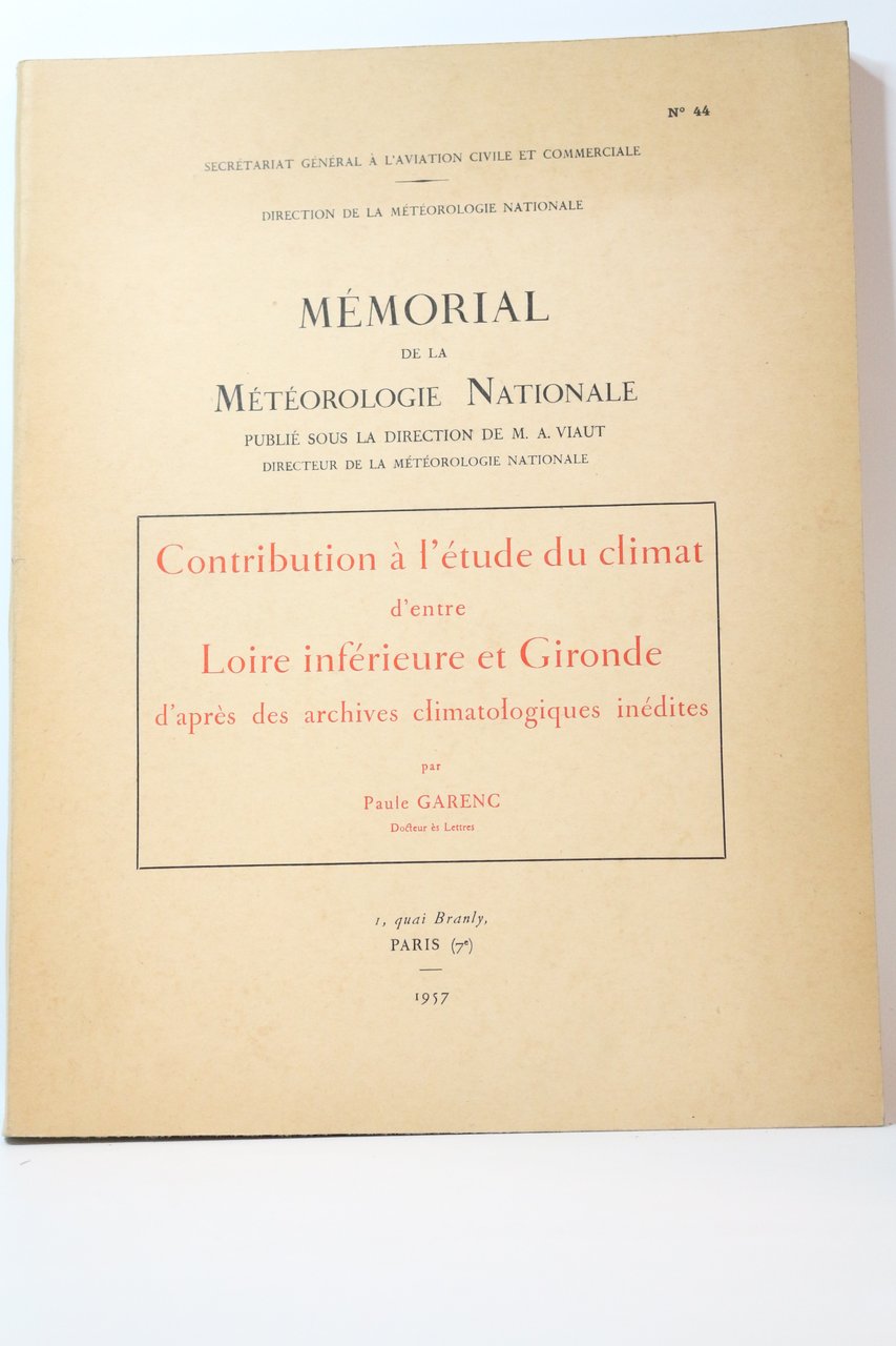 Mémoire de la météorologie nationale : Contribution à l'étude du …