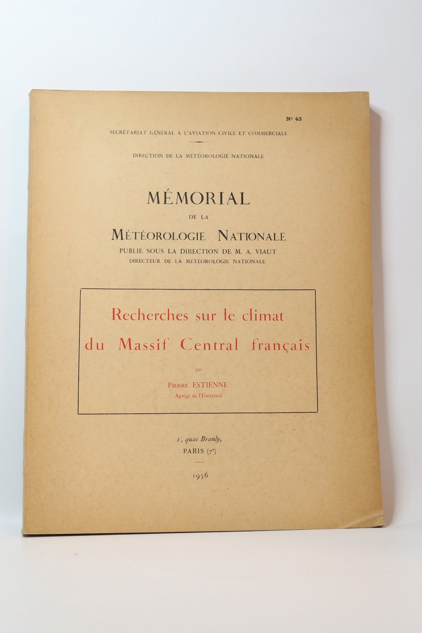 Mémoire de la météorologie nationale : Recherches sur le climat …
