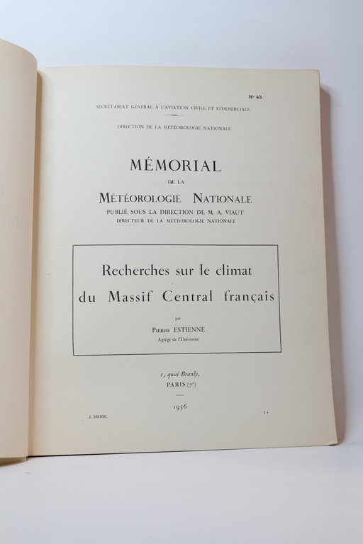 Mémoire de la météorologie nationale : Recherches sur le climat …