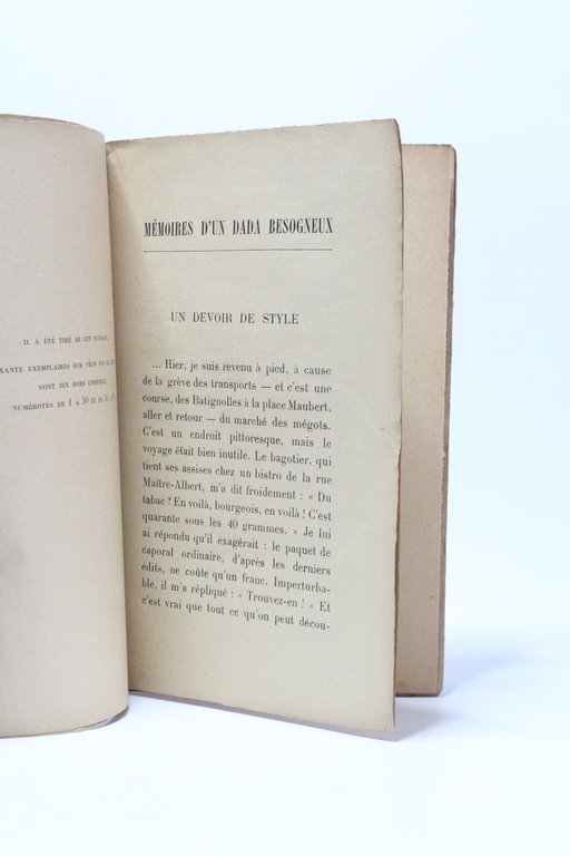 Mémoires d'un dada besogneux de l'Armistice à 1925