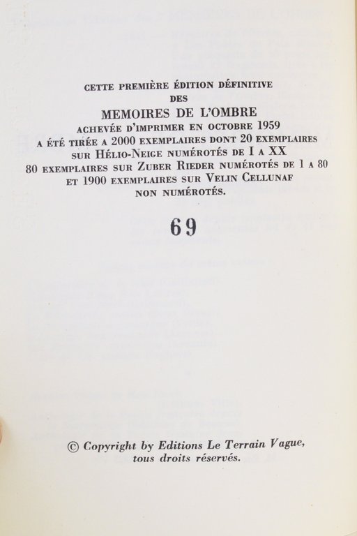 Mémoires de l'ombre