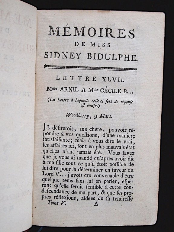 Memoires de Miss Sidney Bidulph, extraits de son journal, et …