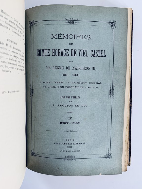 Mémoires du comte Horace de Viel Castel sous le règne …