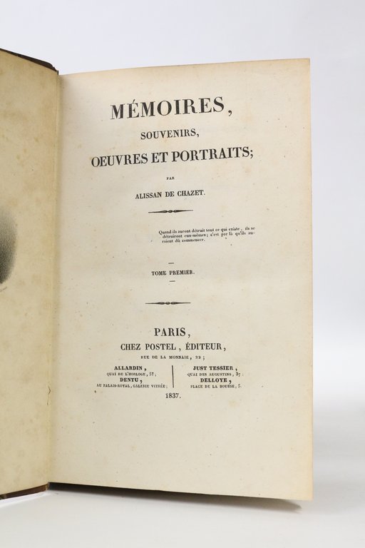 Mémoires, souvenirs, oeuvres et portraits