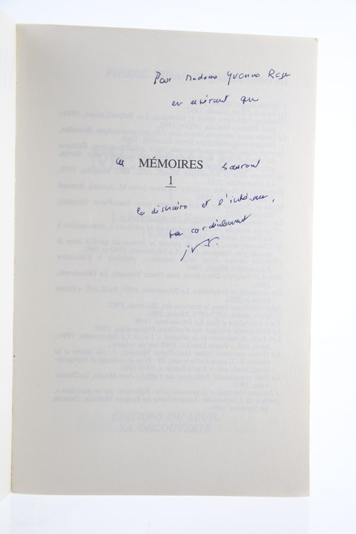 Mémoires. Tome I : La Brisure et l'Attente 1930-1955. - …