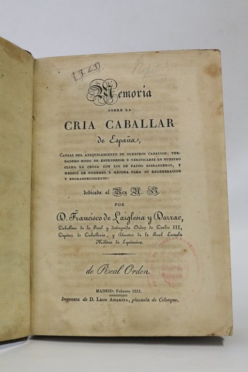 Memoria sobre la cria caballar de Espana