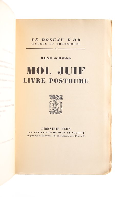 Moi, Juif Livre posthume