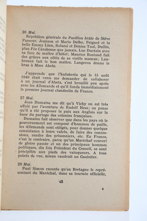 Mon Journal pendant l'Occupation