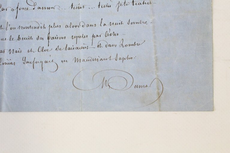 Naïs et Chloé Poème saphique autographe inédit signé d'Alexandre Dumas