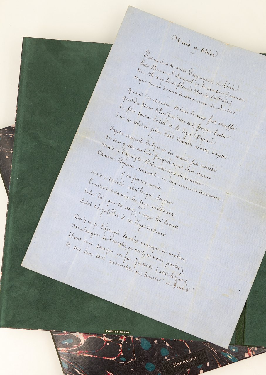 Naïs et Chloé Poème saphique autographe inédit signé d'Alexandre Dumas