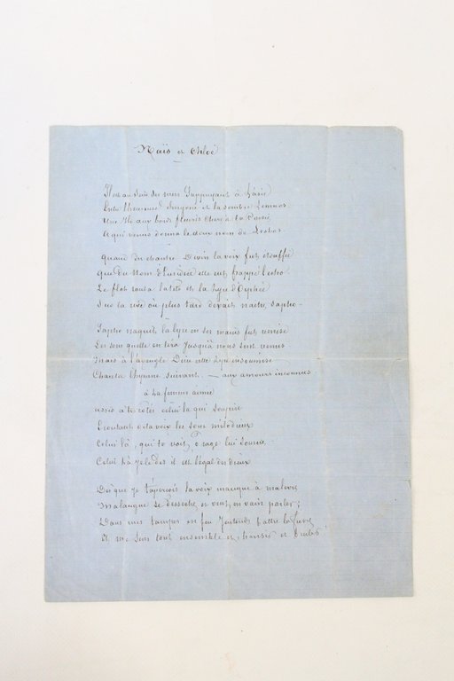 Naïs et Chloé Poème saphique autographe inédit signé d'Alexandre Dumas
