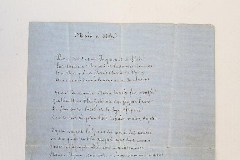 Naïs et Chloé Poème saphique autographe inédit signé d'Alexandre Dumas